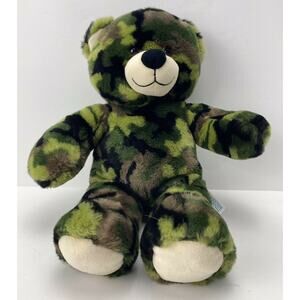 Build A Bear Workshop Camo Plush Military Army Green Teddy Bear 16"